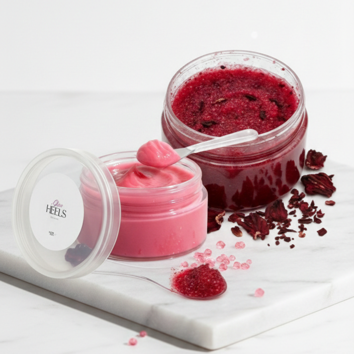 Glow heels set (مقشر و كريم مرطب و مورد الاقدام)